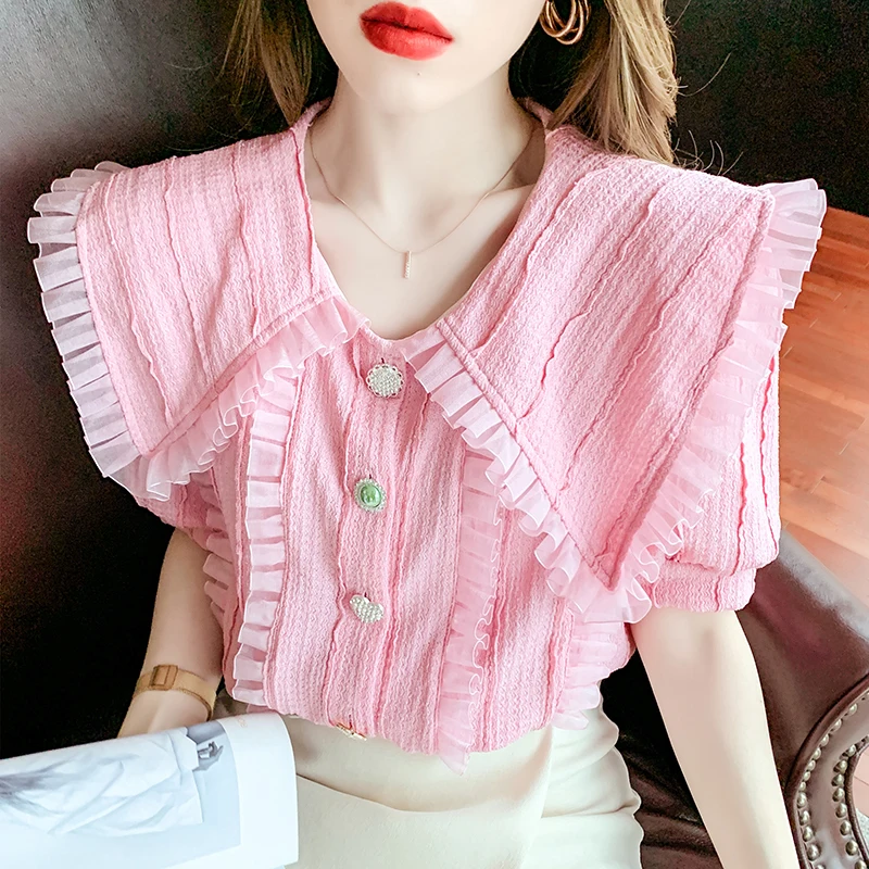 Женская блузка на пуговицах QOERLIN, летняя Свободная Повседневная рубашка с большим отложным воротником и коротким рукавом-фонариком, милый к...
Женская блузка на пуговицах QOERLIN, летняя Свободная Повседневная рубашка с большим отложным воротником и коротким рукавом-фонариком, милый к...