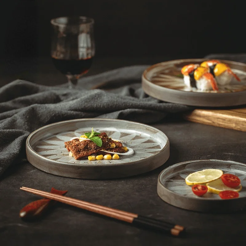 Japanese Western Food Plate Household Tray Dish Round Large Steak Dishes For Serving Vintage Handmade Breakfast Flat Plates
Japanese Western Food Plate Household Tray Dish Round Large Steak Dishes For Serving Vintage Handmade Breakfast Flat Plates