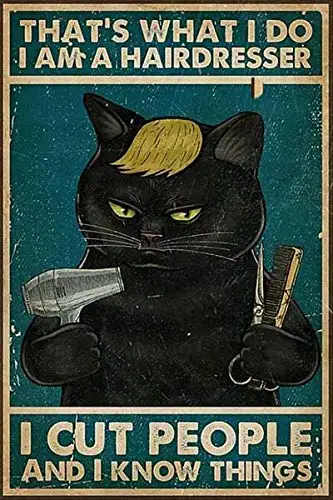 Cat Hairdresser I Cut People Street Garage Tin Sign Retro Kitchen Garden Restaurant Party Farm People Cave Farm Wall Decoration
Cat Hairdresser I Cut People Street Garage Tin Sign Retro Kitchen Garden Restaurant Party Farm People Cave Farm Wall Decoration