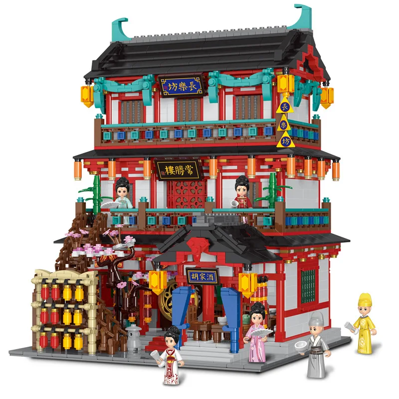 Chinese ancient style street scene Chang'an Zhuque Street series of small-particle intelligence assembled building block toys 
Chinese ancient style street scene Chang'an Zhuque Street series of small-particle intelligence assembled building block toys