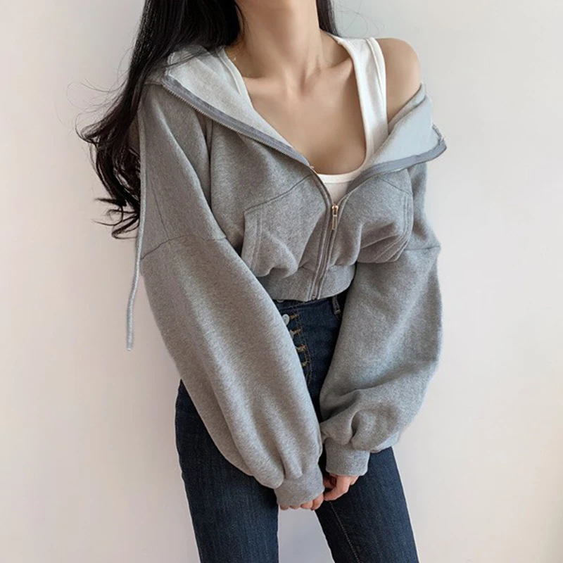 Women's Hoodies 2021 Solid Color Zip up Sweatshirts with hooded Korean Crop Top Tracksuit Thin Short Hoodies Woman
Women's Hoodies 2021 Solid Color Zip up Sweatshirts with hooded Korean Crop Top Tracksuit Thin Short Hoodies Woman