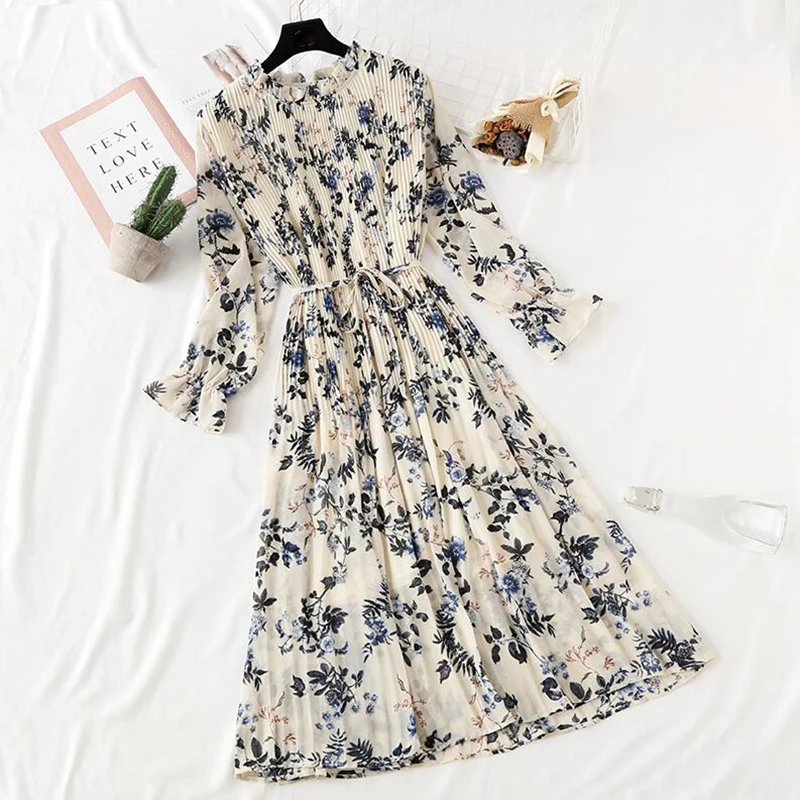 Women Elegant Long Dress 2020 Spring summer Casual Flare Sleeve Print Office Lady Chiffon Dresses Loose Pleated Dress Vestidos
Women Elegant Long Dress 2020 Spring summer Casual Flare Sleeve Print Office Lady Chiffon Dresses Loose Pleated Dress Vestidos