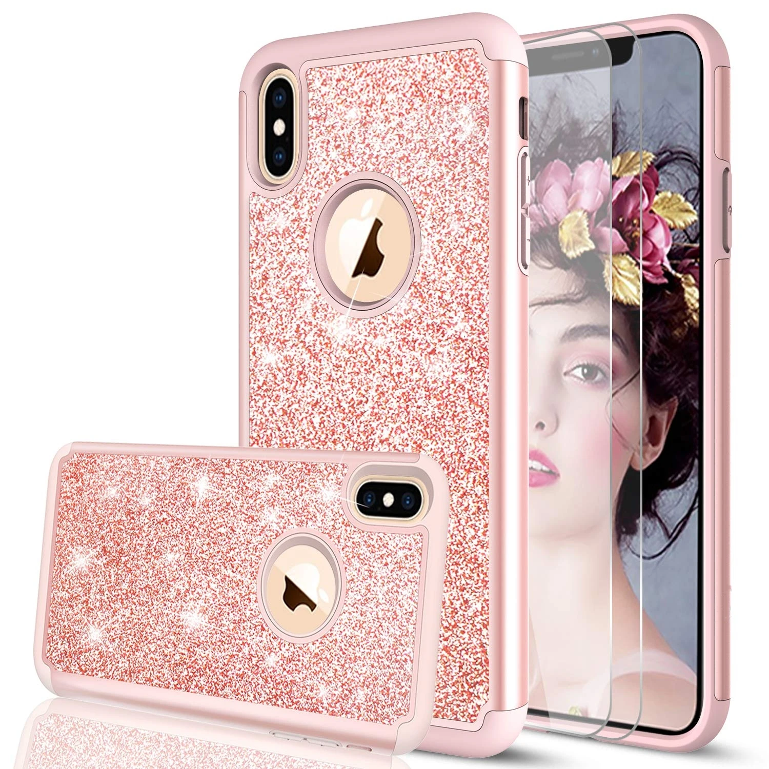 Противоударный блестящий чехол для iPhone 11 Pro Max XS XR X двухслойный сверхпрочный