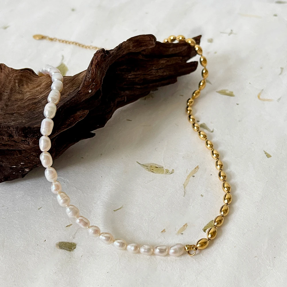 Monlansher Metal Oval Beads Freshwater Pearls Necklace Titanium Steel Pearls Spliced Choker Trendy Wedding Necklaces Jewelry NEW
Monlansher Metal Oval Beads Freshwater Pearls Necklace Titanium Steel Pearls Spliced Choker Trendy Wedding Necklaces Jewelry NEW