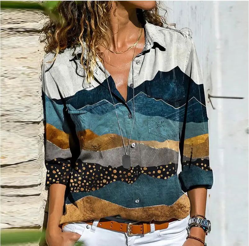 Women Retro Colorful Print Buttons Blouse Shirt Autumn Long Sleeve Turn-down Collar Ladies Top Streetwear Casual Plus Size Blusa
Women Retro Colorful Print Buttons Blouse Shirt Autumn Long Sleeve Turn-down Collar Ladies Top Streetwear Casual Plus Size Blusa