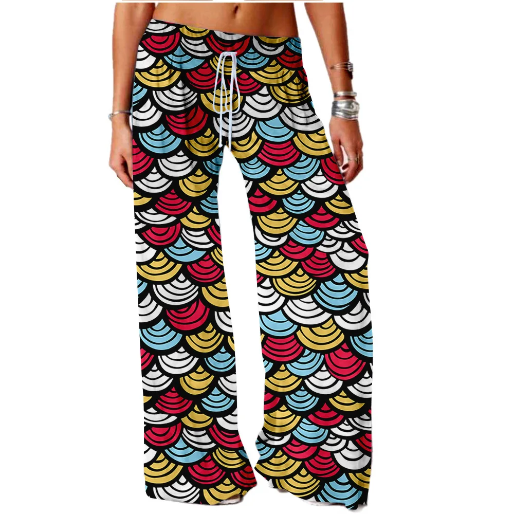 Cross-border women's scale printed slacks and wide-leg sports trousers 
Cross-border women's scale printed slacks and wide-leg sports trousers