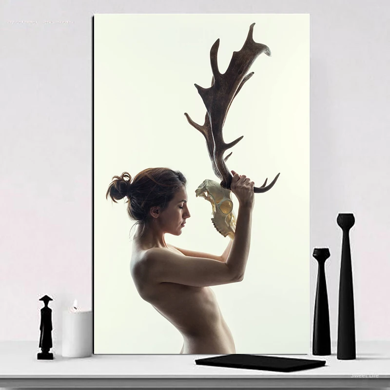 Фото Нордическая сексуальная девушка и рога маска холст живопись художественный(Aliexpress на русском)
