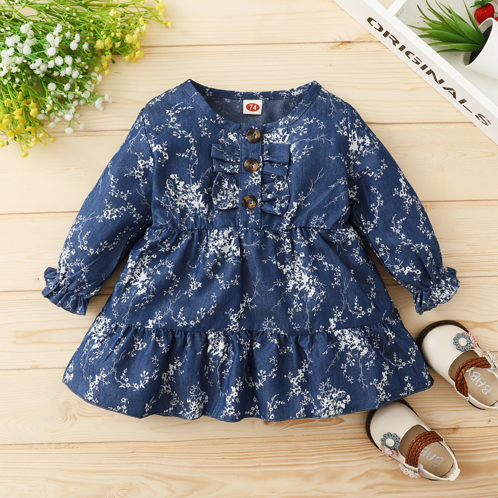 Baby Clothing Little Girls Floral Printed Long Sleeve Bowknot Button Ruffle Skirt Toddler Casual Spring Autumn Dress 0-24 Months
Baby Clothing Little Girls Floral Printed Long Sleeve Bowknot Button Ruffle Skirt Toddler Casual Spring Autumn Dress 0-24 Months