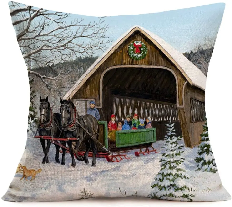 Throw Cushion Case Cover Merry Christmas Holiday Snowfield Horse Sleigh Skiing Pillowcase Cotton Linen Animals Pillow Cover 
Throw Cushion Case Cover Merry Christmas Holiday Snowfield Horse Sleigh Skiing Pillowcase Cotton Linen Animals Pillow Cover