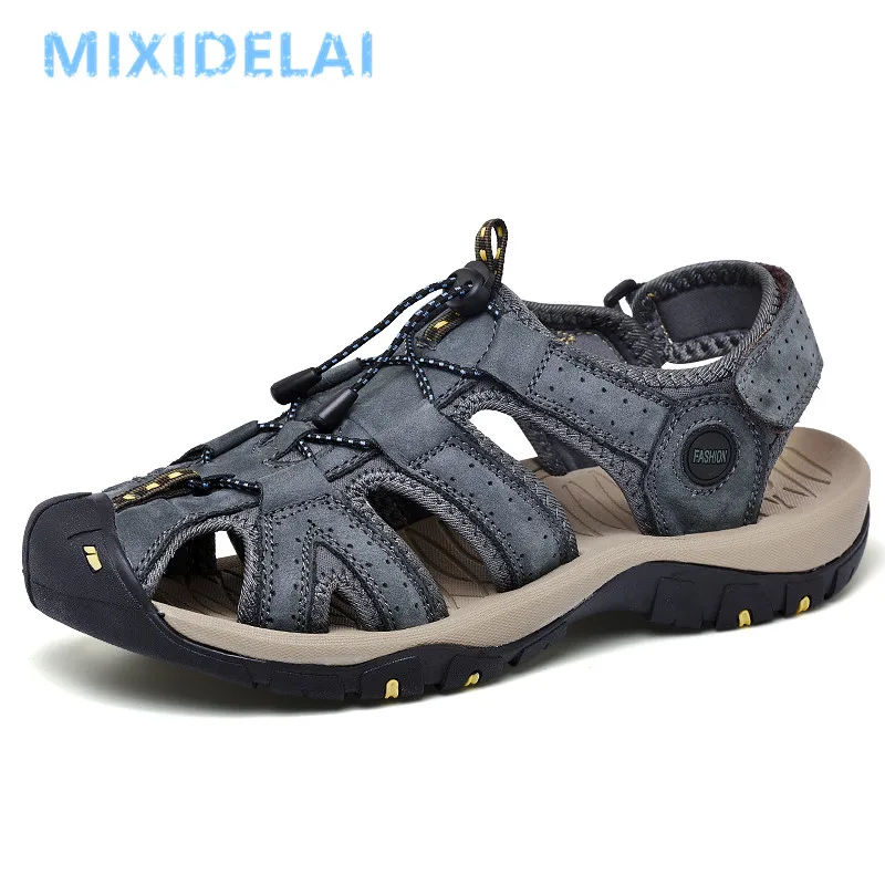 New Men Shoes Genuine Leather Sandals Summer Causal Beach Man Fashion Outdoor Casual Sneakers Size 38-48 | Обувь