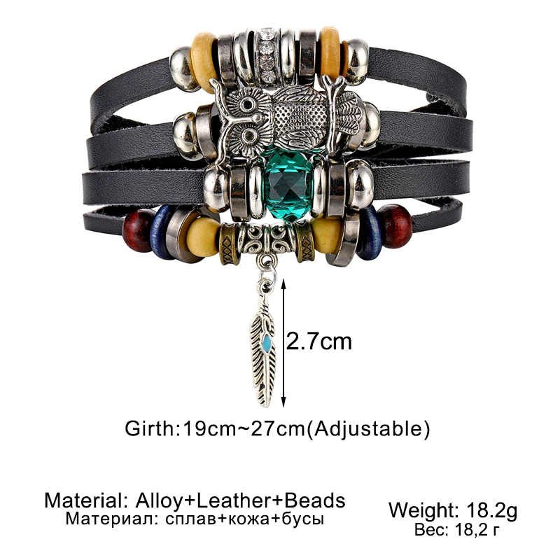IFMIA Fashion Owl Leaf Crystal Beads Leather Charm Bracelets Set For Men New Wristband Multiple Bracelet Bangles Party Jewelry
IFMIA Fashion Owl Leaf Crystal Beads Leather Charm Bracelets Set For Men New Wristband Multiple Bracelet Bangles Party Jewelry