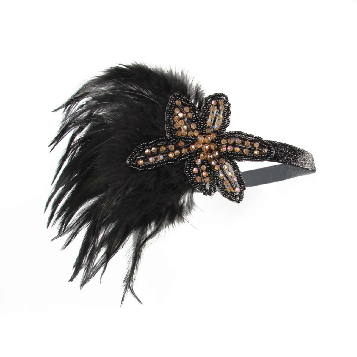 Аксессуары, Золотая Хрустальная аппликация для Хлопушки, черные перья, повязки для волос для невесты 
Аксессуары, Золотая Хрустальная аппликация для Хлопушки, черные перья, повязки для волос для невесты