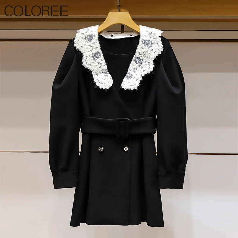 Elegant Lace Embroidery Collar Trench Coat for Women 2021 Autumn Winter Medium Long Black Jackets Sashes Manteau Femme Hiver
Elegant Lace Embroidery Collar Trench Coat for Women 2021 Autumn Winter Medium Long Black Jackets Sashes Manteau Femme Hiver