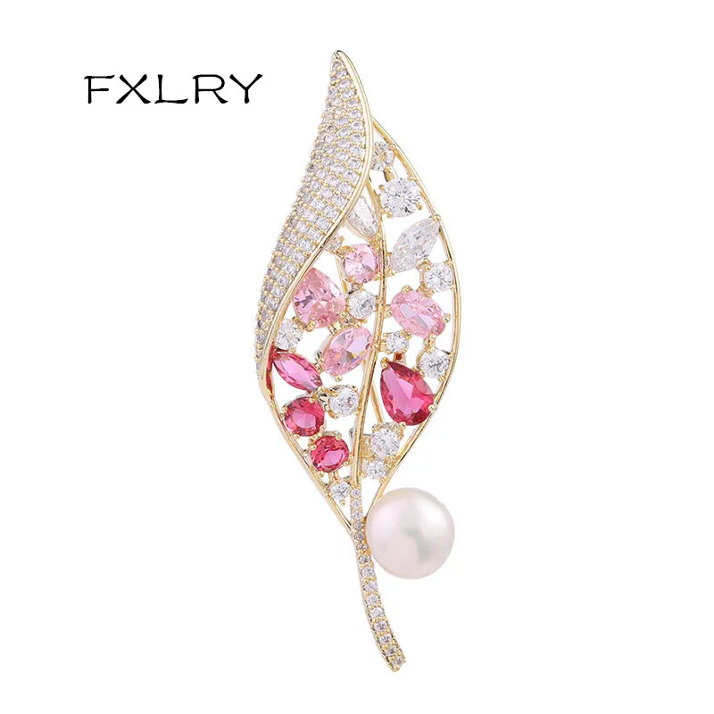 FXLRY Elegant Inlaid Zircon Freshwater Pearls Leaf Feather Brooches For Women Pins Fashion Jewelry
FXLRY Elegant Inlaid Zircon Freshwater Pearls Leaf Feather Brooches For Women Pins Fashion Jewelry