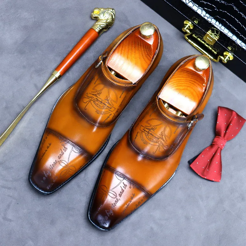 Fashion Mens Brown Formal Shoes Pointed Toe Monk Buckle Strap British Leisure Cow Leather Brogue Carved Zapatos Male ERRFC
Fashion Mens Brown Formal Shoes Pointed Toe Monk Buckle Strap British Leisure Cow Leather Brogue Carved Zapatos Male ERRFC