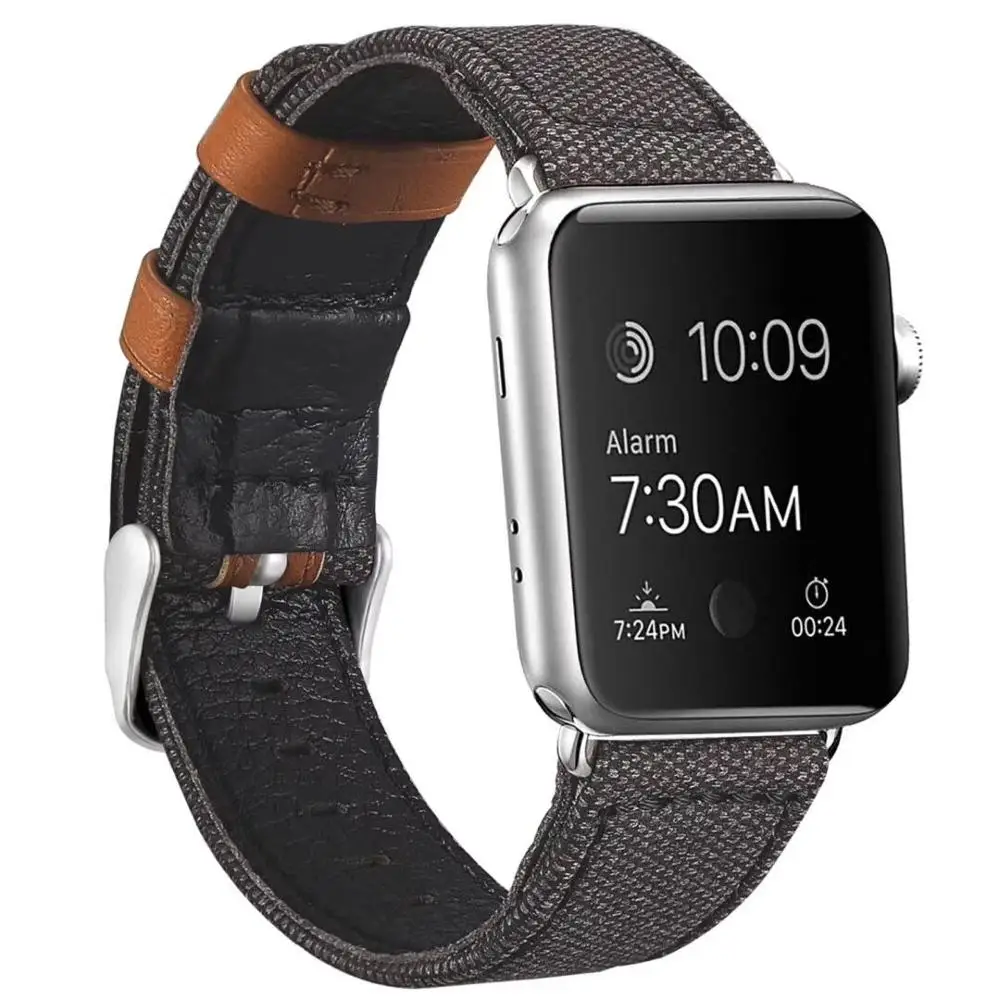 Ремешок тканевый кожаный для iwatch band 38 мм 42 браслет apple watch SE 44 40 Series 6 5 4 3 2 1 |