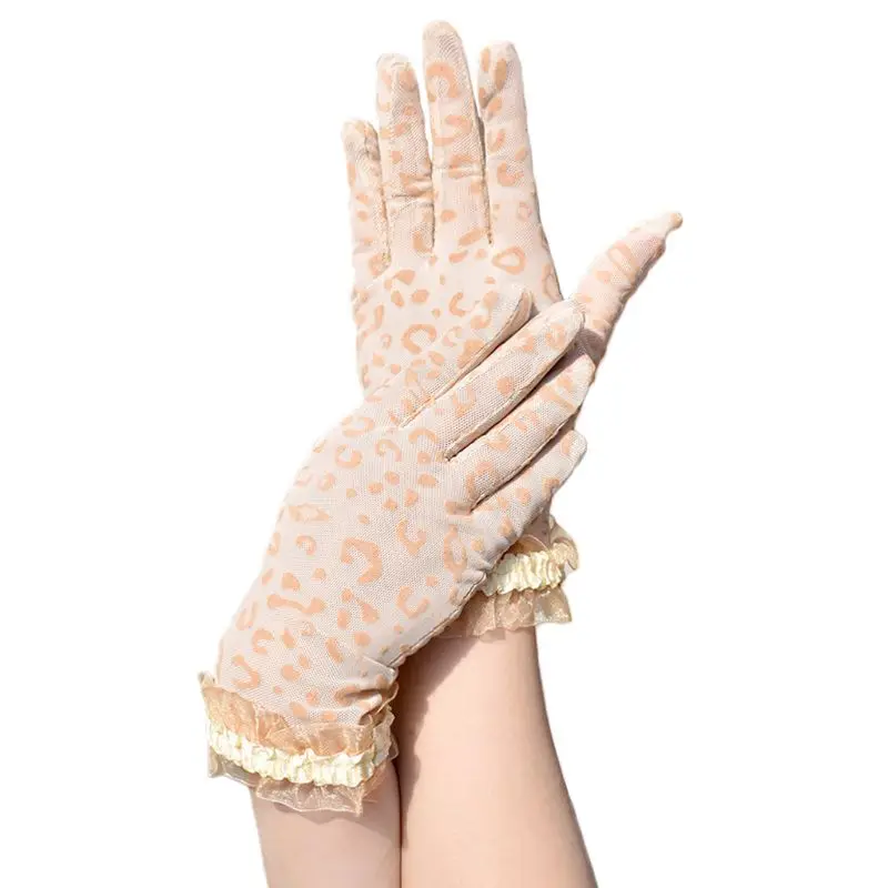 Women Mesh Leopard Short Gloves Shiny Ruffles Trim Wrist Length Sunscreen Mitten F3MF
Women Mesh Leopard Short Gloves Shiny Ruffles Trim Wrist Length Sunscreen Mitten F3MF