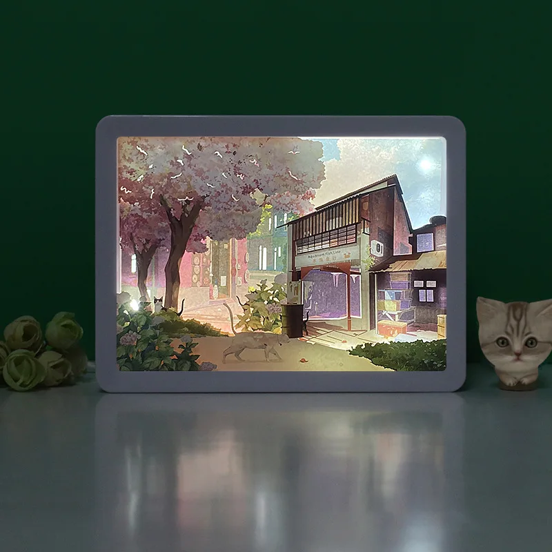 Cute cat backyard paper carving lamp crafts night light creative gift bedside photo frame lamp gift desktop decoration
Cute cat backyard paper carving lamp crafts night light creative gift bedside photo frame lamp gift desktop decoration