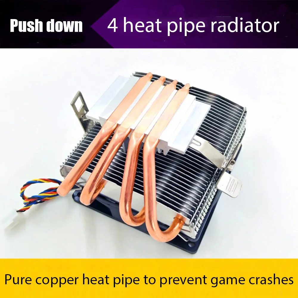 CPU Fan 4 Copper Tube Heatpipe 3Pin PC Cooling Fan RGB LED Cooling System Radiator Heatsink for 775/1158 1366
CPU Fan 4 Copper Tube Heatpipe 3Pin PC Cooling Fan RGB LED Cooling System Radiator Heatsink for 775/1158 1366