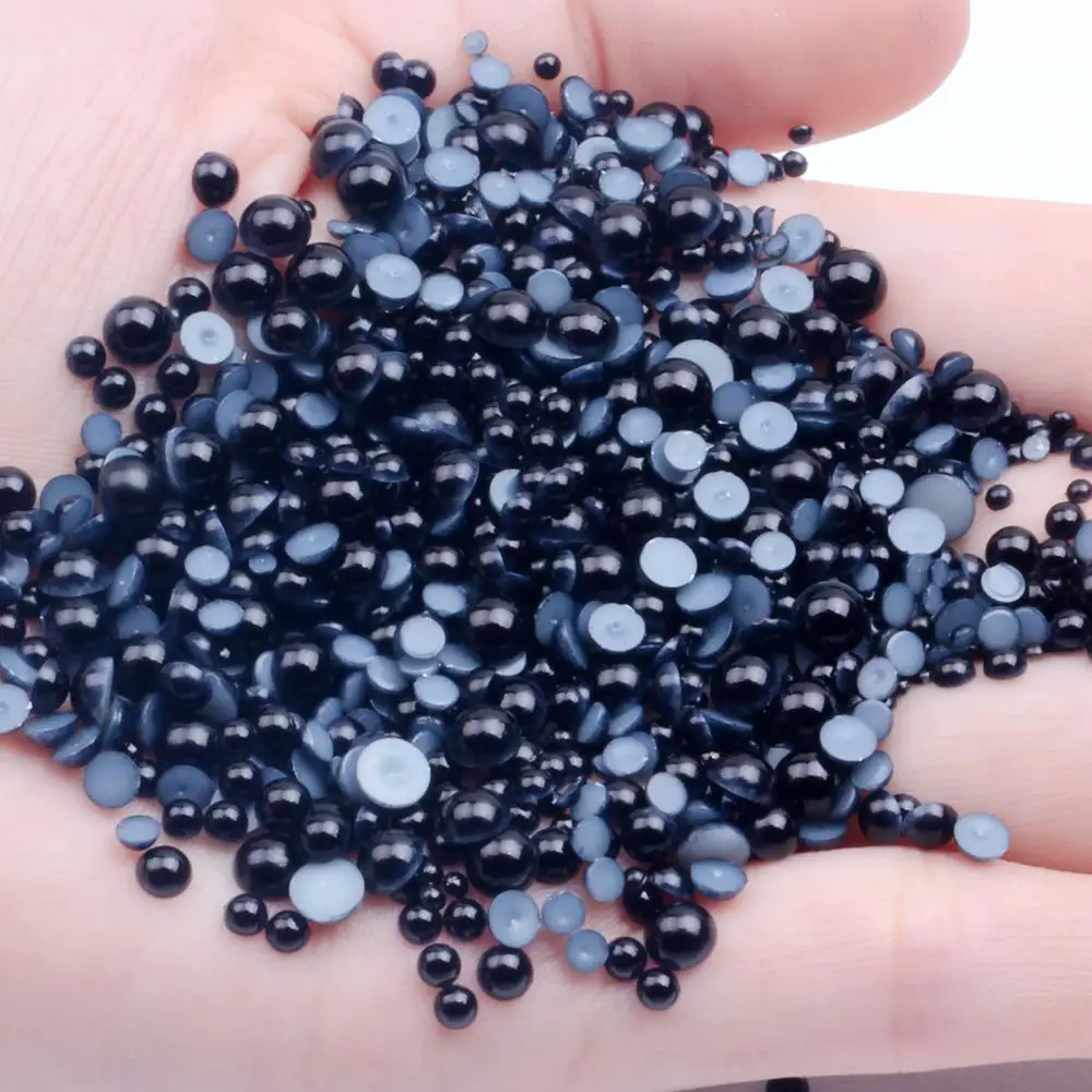 Half Round Pearls 5600pcs 2mm 3mm 5mm 8mm 12mm Mixed Sizes Black Color Flatback Imitation Glue On Resin Beads DIY Decorations
Half Round Pearls 5600pcs 2mm 3mm 5mm 8mm 12mm Mixed Sizes Black Color Flatback Imitation Glue On Resin Beads DIY Decorations