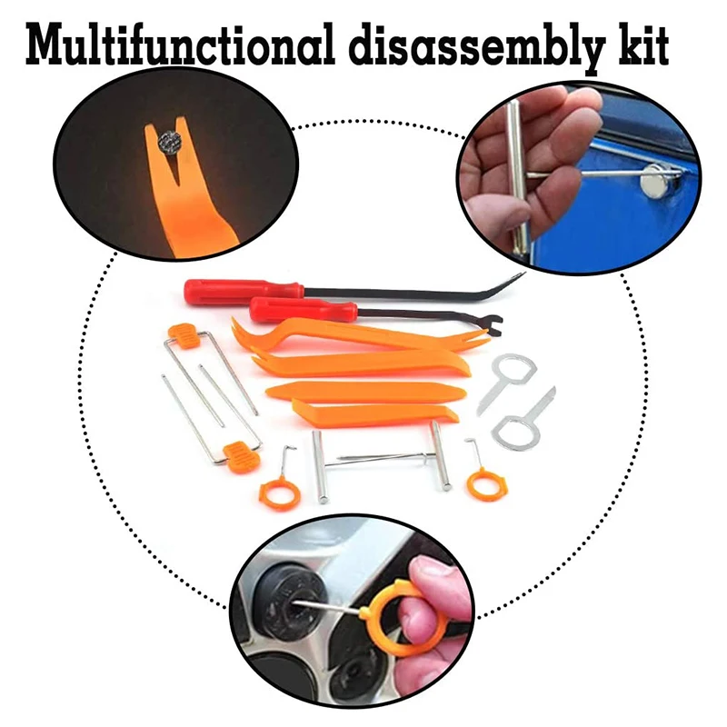 Trim Removal Tool Set, Car Door Panel Tool Radio Auto Clip Pliers Removal Tool Kit, Fastener Remover Tool Kit 
Trim Removal Tool Set, Car Door Panel Tool Radio Auto Clip Pliers Removal Tool Kit, Fastener Remover Tool Kit