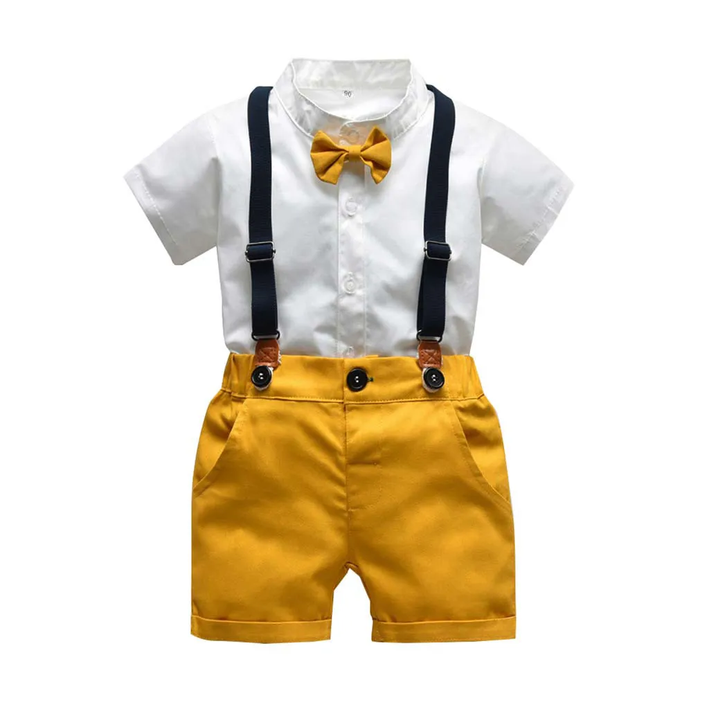 Одежда для младенцев футболка с галстуком-бабочкой маленьких мальчиков топы +