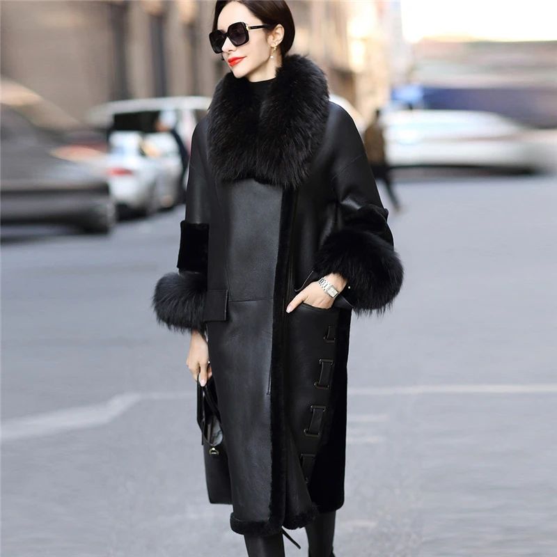 High-quality Fashion Temperament Genuine Leather Coat raccoon fur collar fur Coat handsome sheepskin Jacket Women Winter M195
High-quality Fashion Temperament Genuine Leather Coat raccoon fur collar fur Coat handsome sheepskin Jacket Women Winter M195