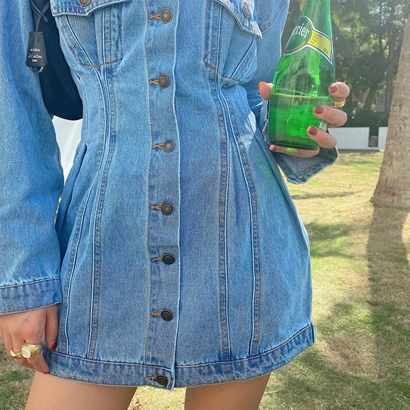 2021 Spring Midi Dress Women Lapel Streetwear Slim Long Sleeve Jeans Shirts Casual Vintage Shirt Dresses
2021 Spring Midi Dress Women Lapel Streetwear Slim Long Sleeve Jeans Shirts Casual Vintage Shirt Dresses
