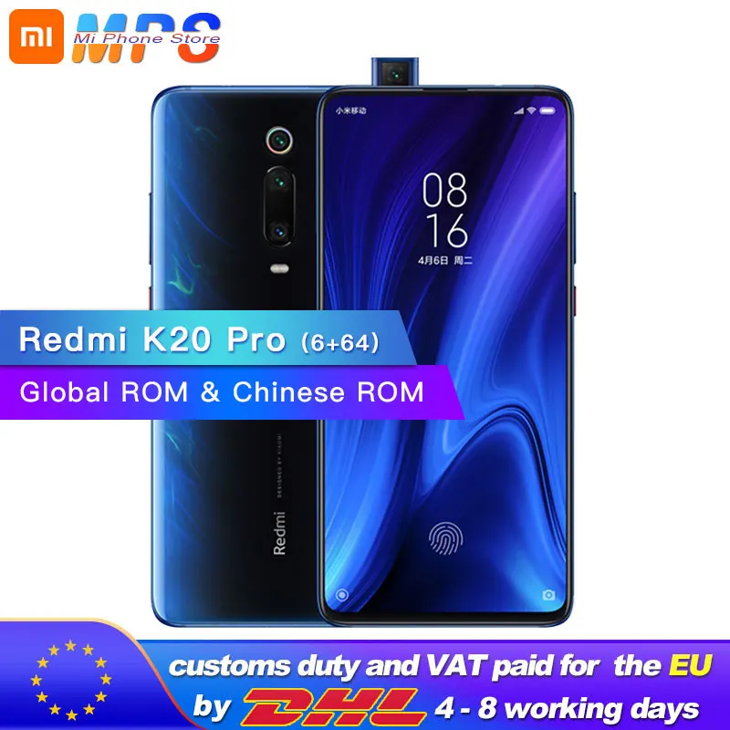 Xiaomi Redmi K20 Pro 64 Гб ПЗУ 6 ГБ ОЗУ телефон четыре ядра Snapdragon 855 4000 мА/ч всплывающая