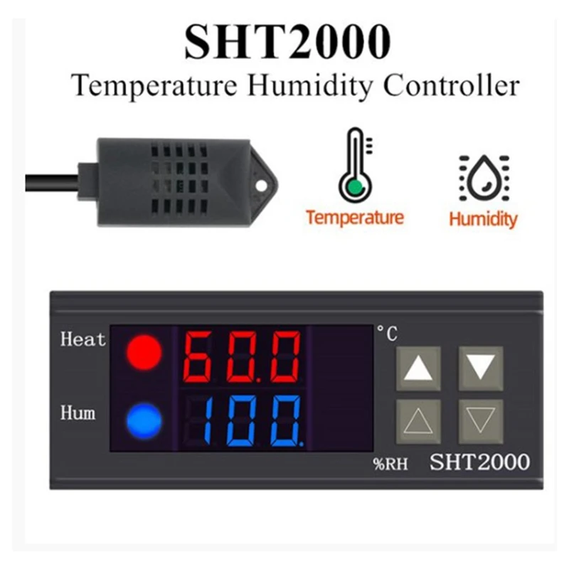 SHT2000 Temperature Humidity Controller Thermostat Humidistat Indoor Brewing Incubator Thermometer Hygrometer AC110-230V
SHT2000 Temperature Humidity Controller Thermostat Humidistat Indoor Brewing Incubator Thermometer Hygrometer AC110-230V