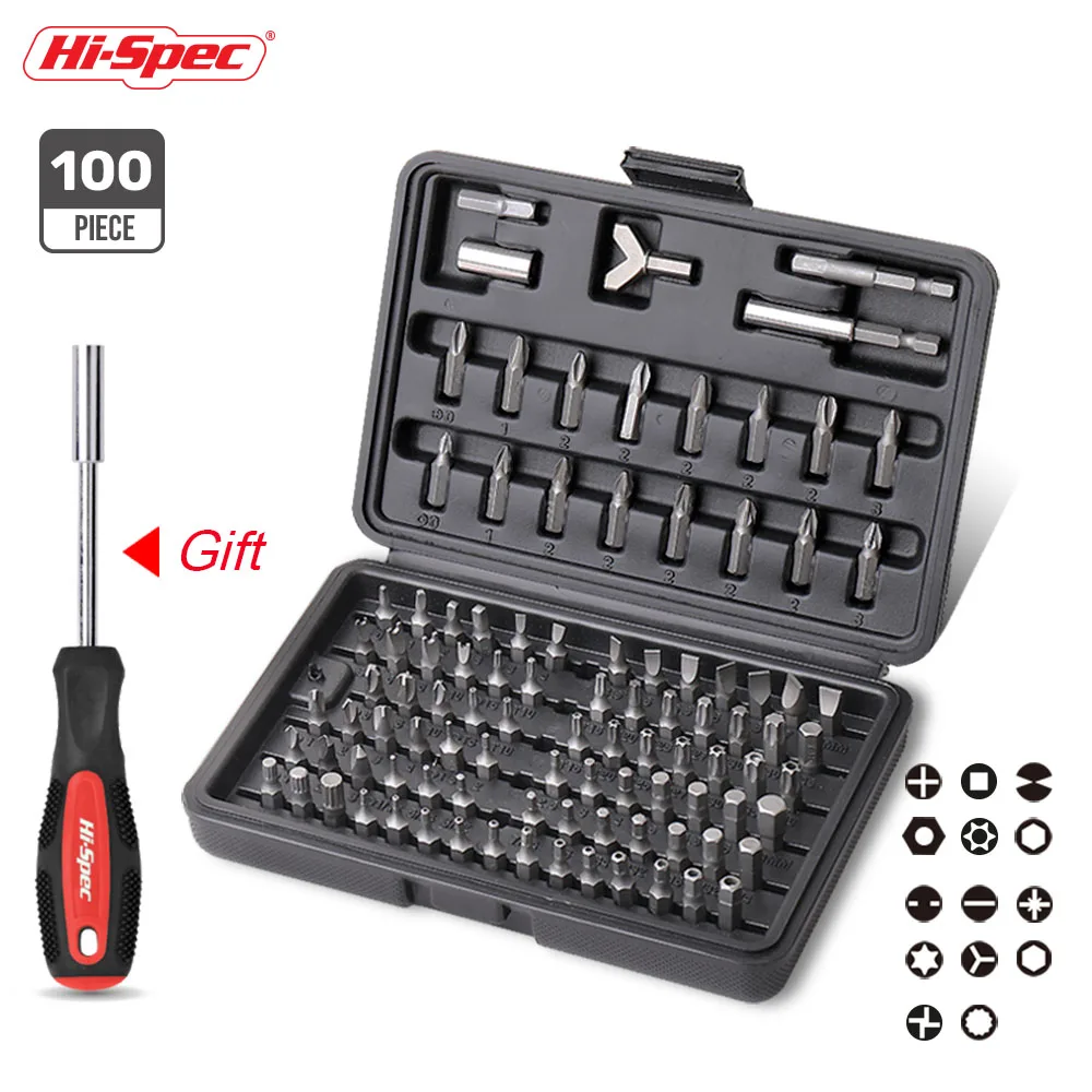Hi Spec 25 мм Отвертка Набор бит плоский PH SL Шестигранная отвертка 100 шт. Torx