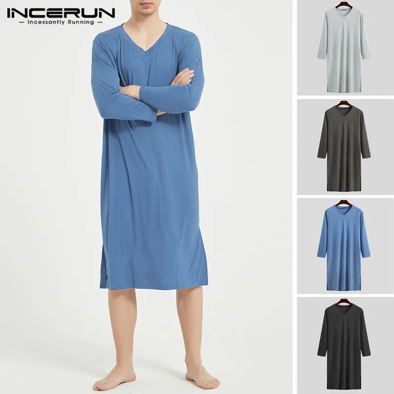 Men Robes Sleepwear Solid Color Long Sleeve Soft Comfortable Homewear V Neck Loose Leisure Nightgown Men Bathrobes S-3XL INCERUN
Men Robes Sleepwear Solid Color Long Sleeve Soft Comfortable Homewear V Neck Loose Leisure Nightgown Men Bathrobes S-3XL INCERUN