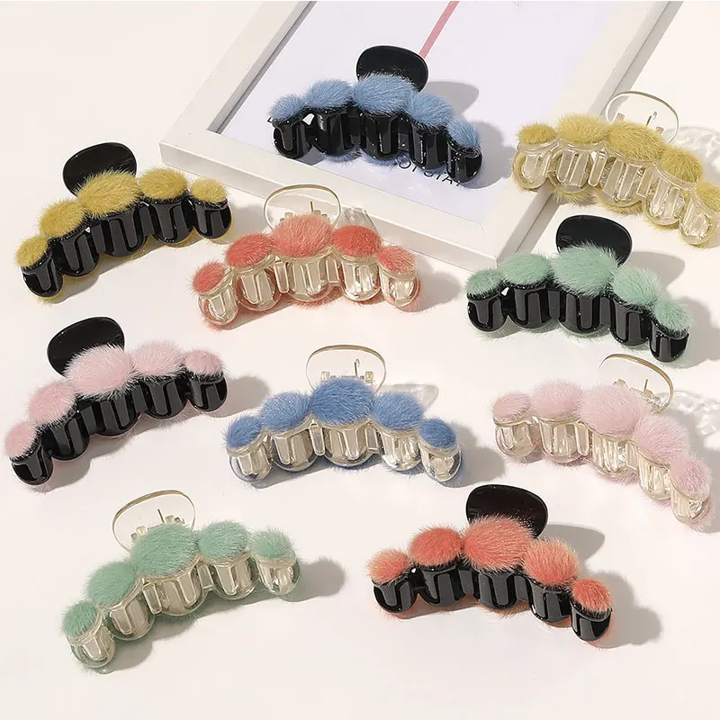 Candy Color Plush Hair Claw Mink Fur Hairball Hair Clip Women Hair Accessories Geometric Plastic Barrettes Fashion and Beautiful
Candy Color Plush Hair Claw Mink Fur Hairball Hair Clip Women Hair Accessories Geometric Plastic Barrettes Fashion and Beautiful