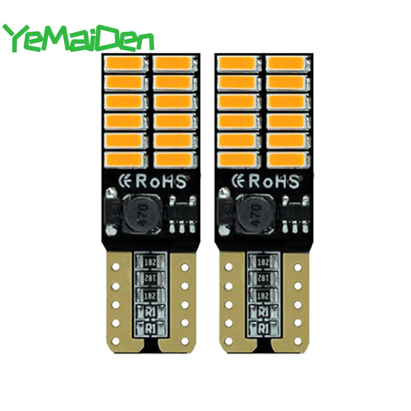 2x T10 Светодиодный лампочки Canbus W5W 5W5 светодиодный светильник 12V 6000K 194 168 24SMD без