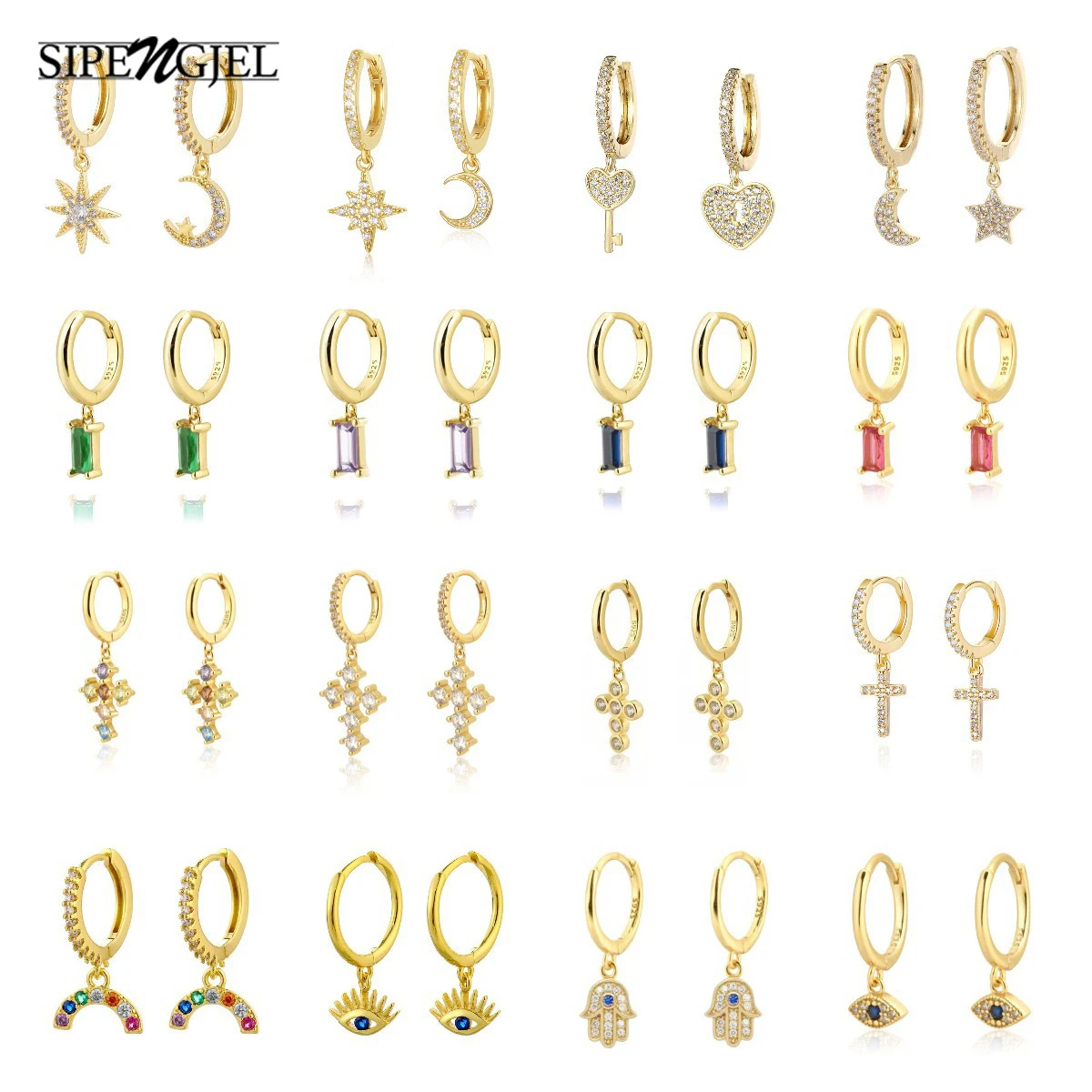 SIPENGJEL Fashion Fine Cross Butterfly Star Pendant Hoop Earrings 2022 Korean Style Ear Buckle Earrings For Women Jewelry
SIPENGJEL Fashion Fine Cross Butterfly Star Pendant Hoop Earrings 2022 Korean Style Ear Buckle Earrings For Women Jewelry