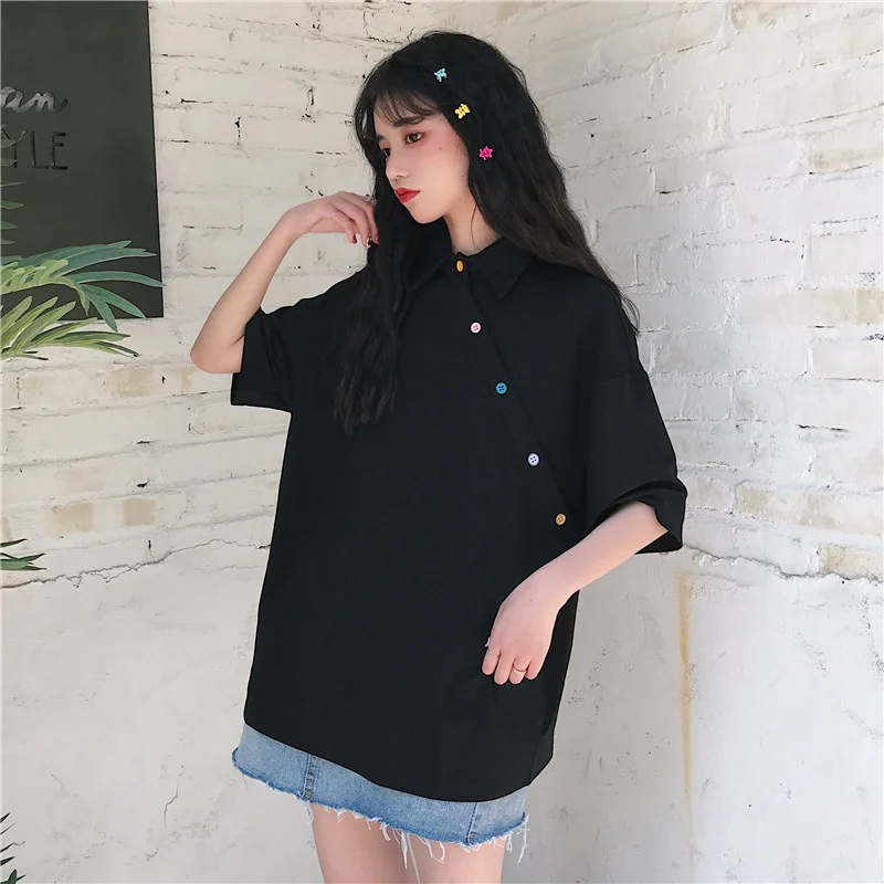 Shirts Women Turn-down Collar Irregualr Button Short Sleeve n Style Chic Leisure Fashion Casual Blouses Summer Womens Daily
Shirts Women Turn-down Collar Irregualr Button Short Sleeve n Style Chic Leisure Fashion Casual Blouses Summer Womens Daily