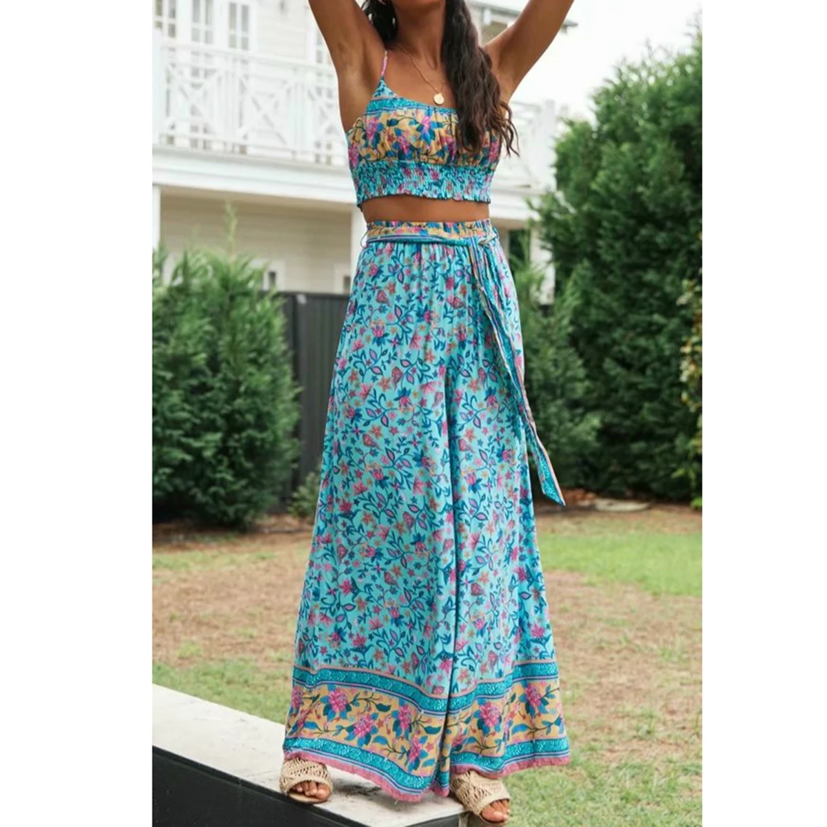 Boho Vintage Pattern Print Women Two Pieces Strap Sleeveless Tops Bohemian Sashes Pants Retro Chic Beach Vacation Women Sets
Boho Vintage Pattern Print Women Two Pieces Strap Sleeveless Tops Bohemian Sashes Pants Retro Chic Beach Vacation Women Sets