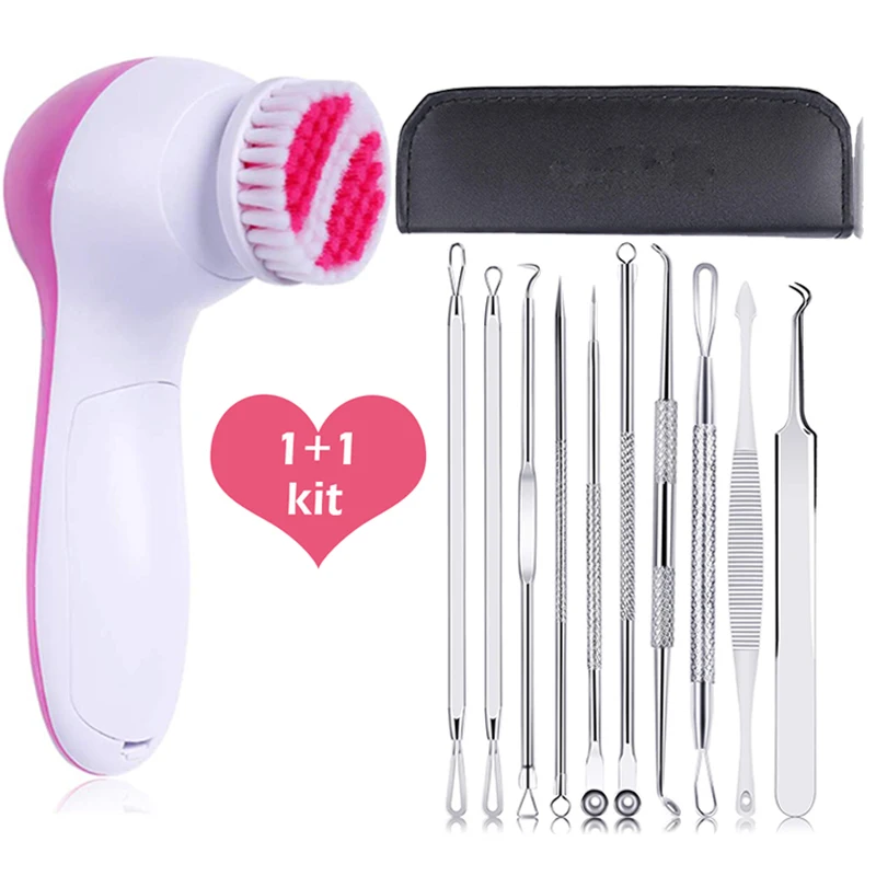 5 in 1 Facial Cleansing Brush 10pcs Acne Needles Set Beauty Face Massage Blackhead Remover Pore Cleaner for Dead Skin Removal
5 in 1 Facial Cleansing Brush 10pcs Acne Needles Set Beauty Face Massage Blackhead Remover Pore Cleaner for Dead Skin Removal