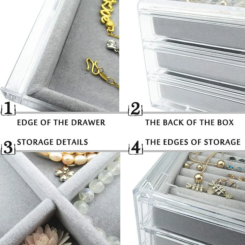 Acrylic Jewelry Box 3 Drawers Velvet Jewellery Organizer For Earrings Rings Necklaces Bracelets Display Case Valentine Day Gift
Acrylic Jewelry Box 3 Drawers Velvet Jewellery Organizer For Earrings Rings Necklaces Bracelets Display Case Valentine Day Gift