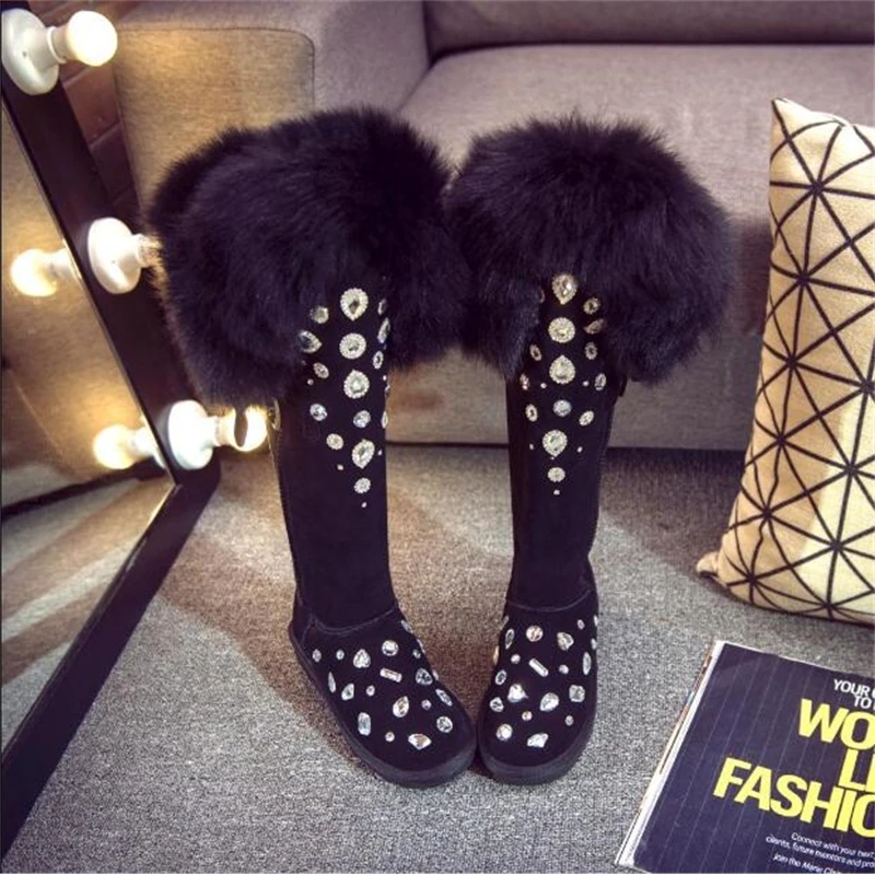Rhinestone over the knee long tube high tube inside thickening fox fur real leather snow boots cotton shoes women
Rhinestone over the knee long tube high tube inside thickening fox fur real leather snow boots cotton shoes women