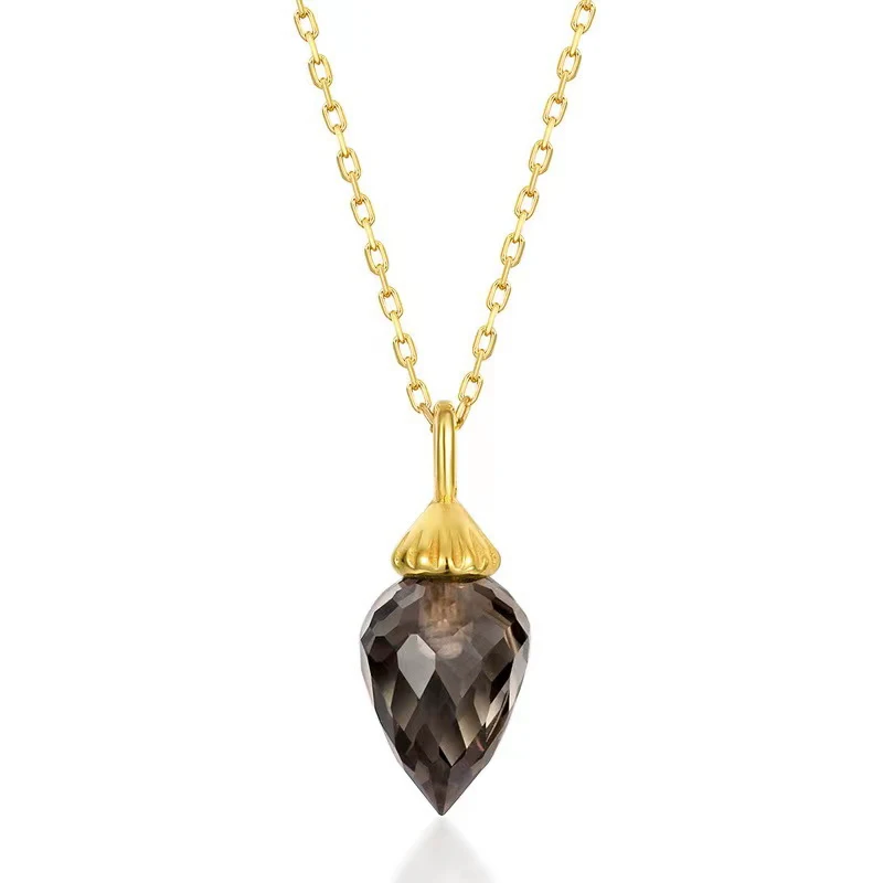 LY 925 Sterling Silver Smoky Quartz 9K Gold Korean Style Elegant Trendy Fashion Necklace For Women Fine Jewelry Accessories
LY 925 Sterling Silver Smoky Quartz 9K Gold Korean Style Elegant Trendy Fashion Necklace For Women Fine Jewelry Accessories
