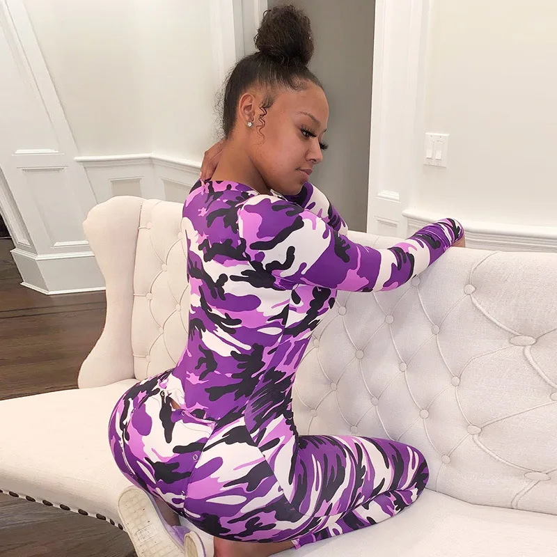 Imcute Camouflage Print Sexy Butt Flap Pajamas Jumpsuit Women Long Sleeve Deep V-Neck Skinny Romper Streetwear One Piece Outfit
Imcute Camouflage Print Sexy Butt Flap Pajamas Jumpsuit Women Long Sleeve Deep V-Neck Skinny Romper Streetwear One Piece Outfit