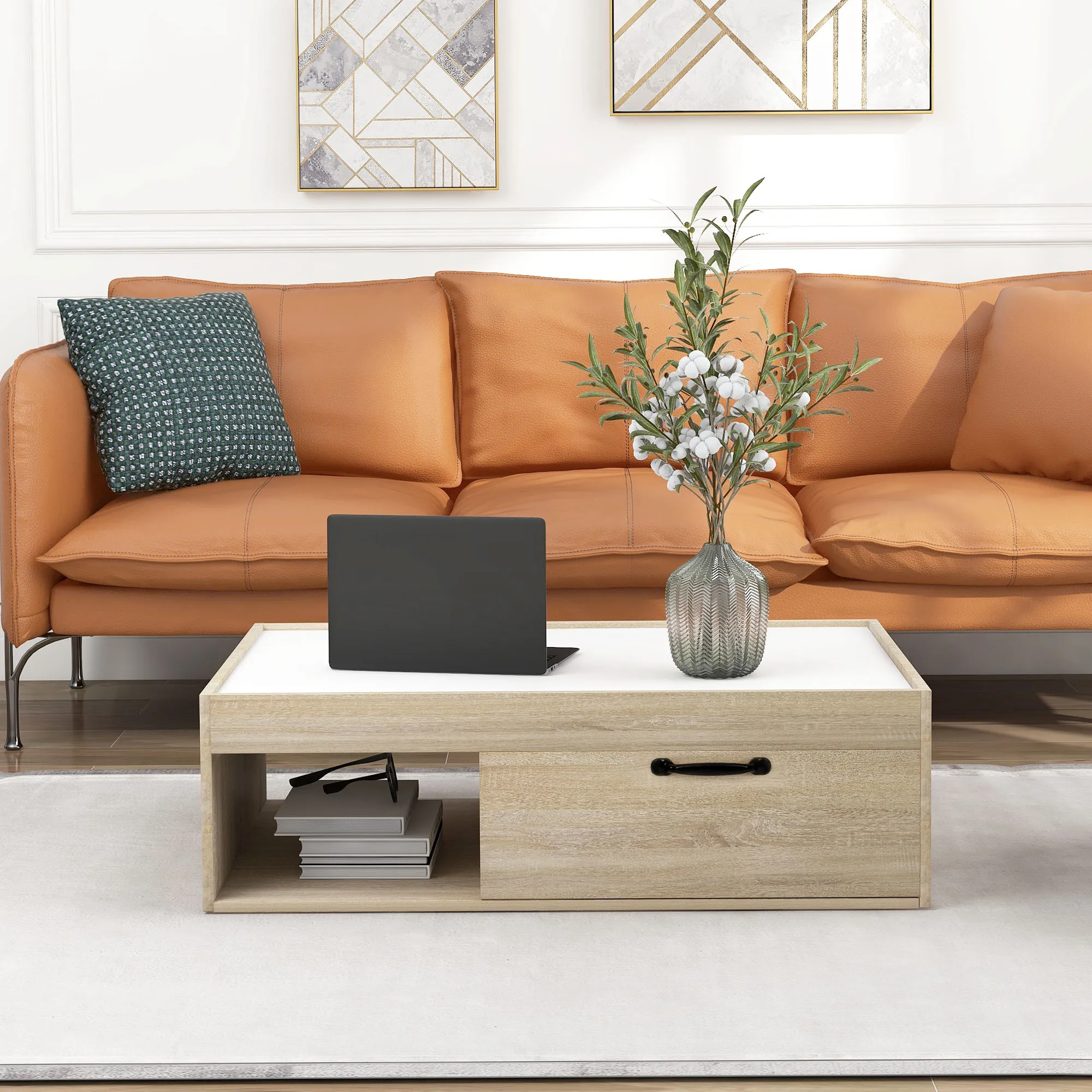 Moderner Beistelltisch mit Regal und 1 Schublade, Sofatee-Aufbewahrungstisch für das Home Office im Wohnzimmer LAD3
Moderner Beistelltisch mit Regal und 1 Schublade, Sofatee-Aufbewahrungstisch für das Home Office im Wohnzimmer LAD3