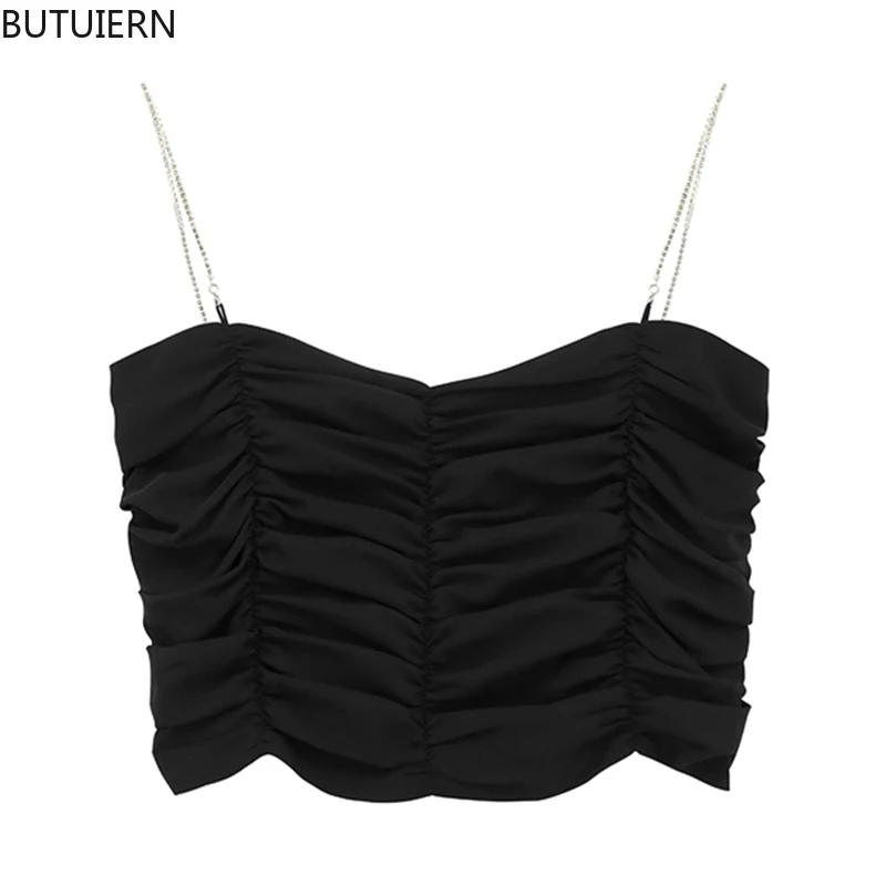 Sexy Spaghetti Strap Tops Or Party Clubwear Bar Camisole Women Draped Design Fashion Crop Camis Female Streetwear Black Y2K Tops 
Sexy Spaghetti Strap Tops Or Party Clubwear Bar Camisole Women Draped Design Fashion Crop Camis Female Streetwear Black Y2K Tops