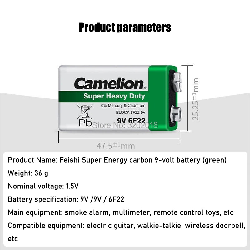 1 шт. литиевая батарея Camelion 6F22 PPP3 6LR61 9 в сверхмощные сухие высокоразрядные батареи