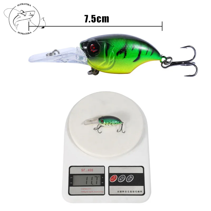 7.5cm/11.7g Artificial Minnow Crankbait Plastic Hard Bait With 6#High Carbon Steel Hook Bionic Bait Freshwater 3D Eyes 
7.5cm/11.7g Artificial Minnow Crankbait Plastic Hard Bait With 6#High Carbon Steel Hook Bionic Bait Freshwater 3D Eyes
