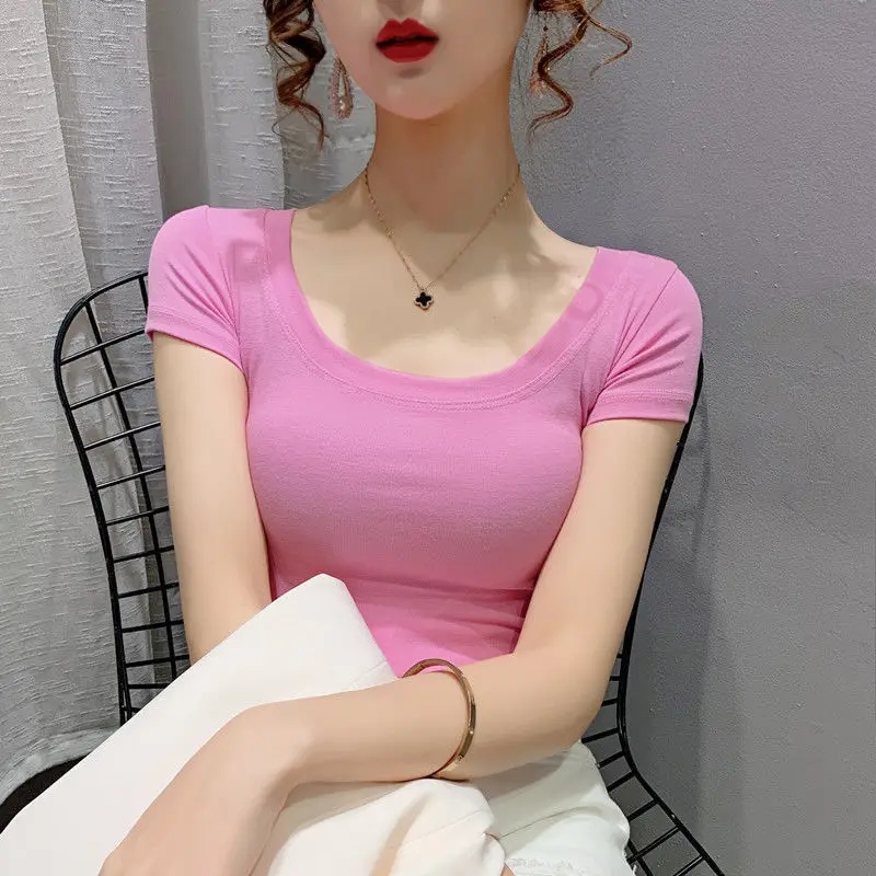 Fashion Cotton T Shirt Women Summer 2021 Short Sleeve Plus Size Casual Tees Slim Fit O-neck Basic Ladies Tshirts Streetwear 205
Fashion Cotton T Shirt Women Summer 2021 Short Sleeve Plus Size Casual Tees Slim Fit O-neck Basic Ladies Tshirts Streetwear 205