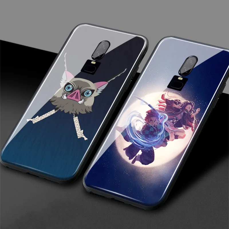 Kimetsu no yaiba аниме Tanjiro Nezuko Zenitsu Inosuke мягкий силиконовый стеклянный чехол для OnePlus 6 6T 7