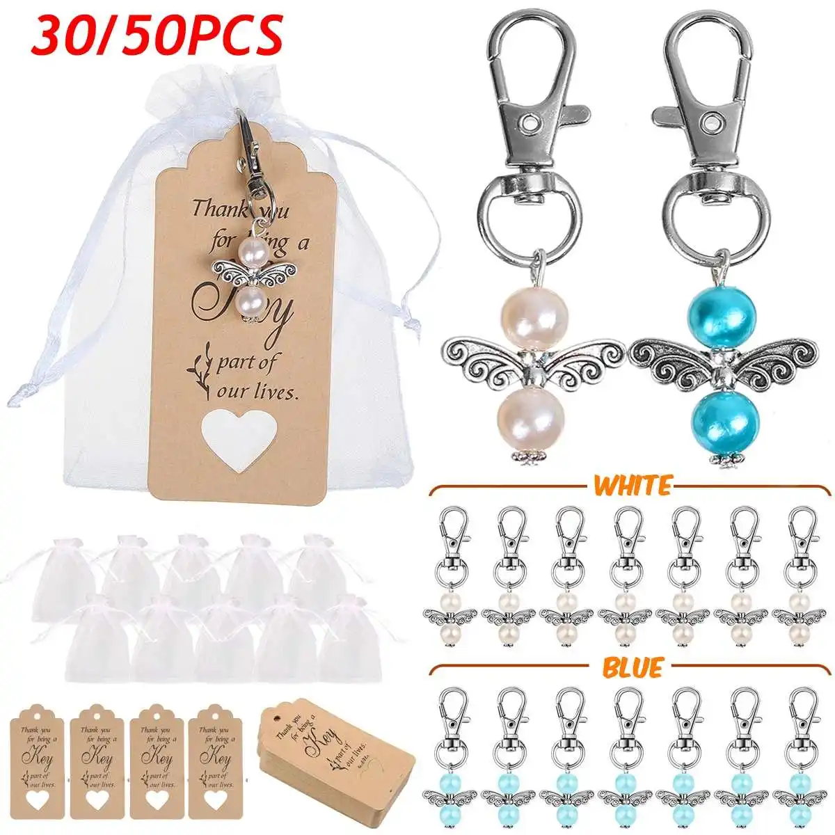 NEW 30/50 PCS Wedding Party Angel Keychain Ring White/Blue Key Chain Baby Shower Favors Pendant Gifts Christmas Gifts
NEW 30/50 PCS Wedding Party Angel Keychain Ring White/Blue Key Chain Baby Shower Favors Pendant Gifts Christmas Gifts