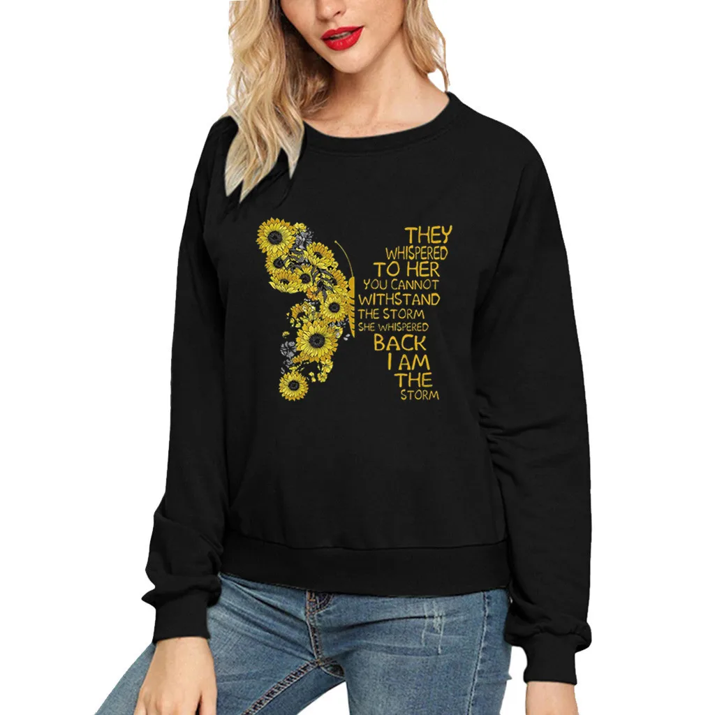 Sunflower Butterfly Pattern Printed Long Sleeve Tops Round Neck Sweatershirt Letter Printing Sweatshirt Women
Sunflower Butterfly Pattern Printed Long Sleeve Tops Round Neck Sweatershirt Letter Printing Sweatshirt Women